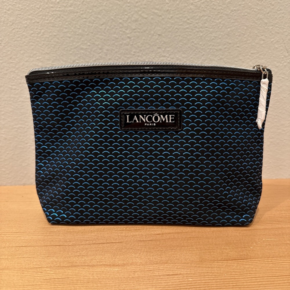 Lancome Paris Cosmetic Makeup Zipper Pouch Bag - NEW Blue Scales 9x6"